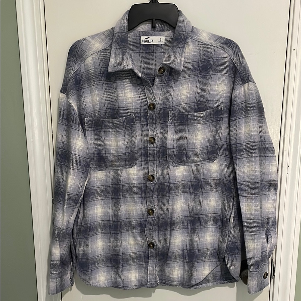 Hollister Oversized Blue Plaid flannel Shirt